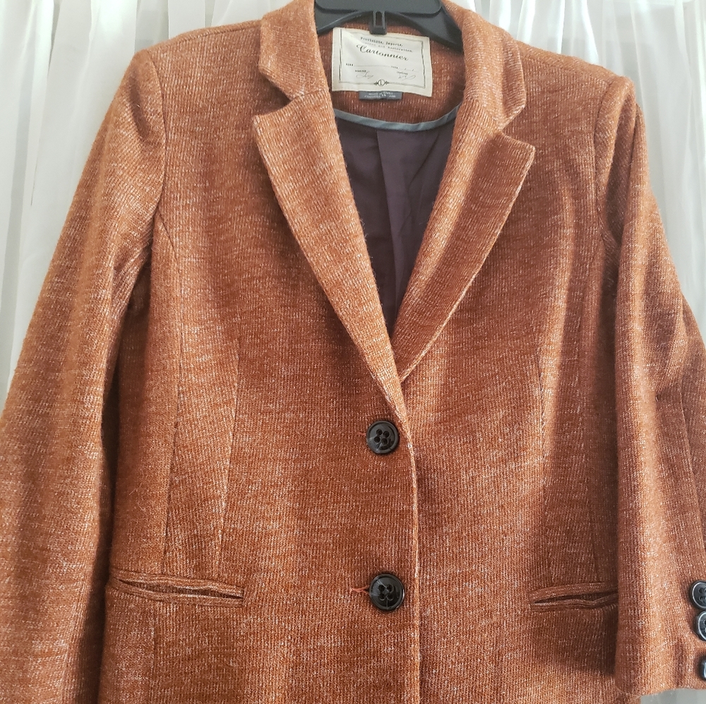 Cartonnier Anthropologie Rust Blazer Jacket SzL Burnt Orange Rust 2 flap pockets